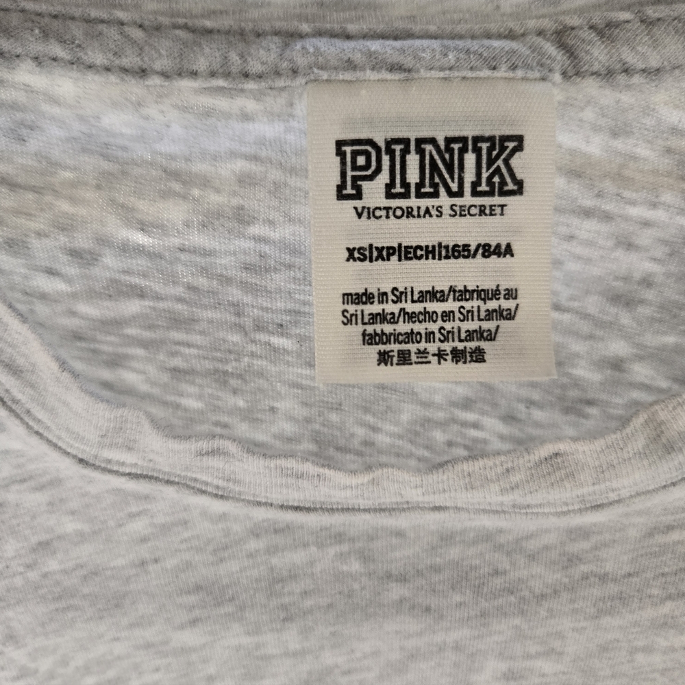 PINK Victoria's Secret Heather Gray Glitter Long Sleeve Size Small OVERSIZED - Picture 2 of 3